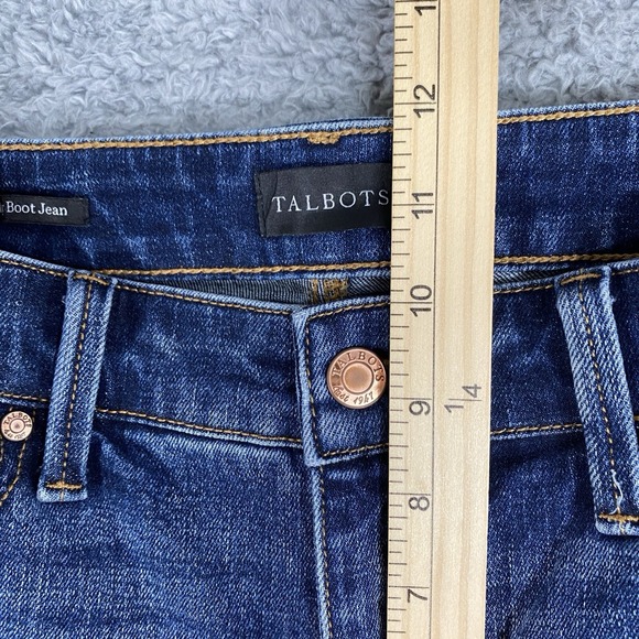 Talbots Barely Boot Cut Jeans Size 4 Dark Wash Mid Rise Blue Denim - Picture 5 of 13